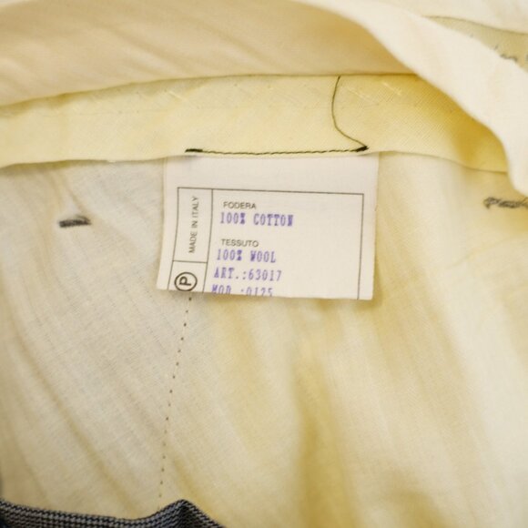 Cesarani Wool Gray Plaid W/ Blue Windowpane 2 Piece Suit 46R 40 / 25.5 Short Leg - Picture 5 of 16